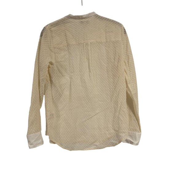 J. Crew Cream Swiss Dot White Tuxedo Style Placket LS Blouse‎ Size 0 NWT - Picture 5 of 8